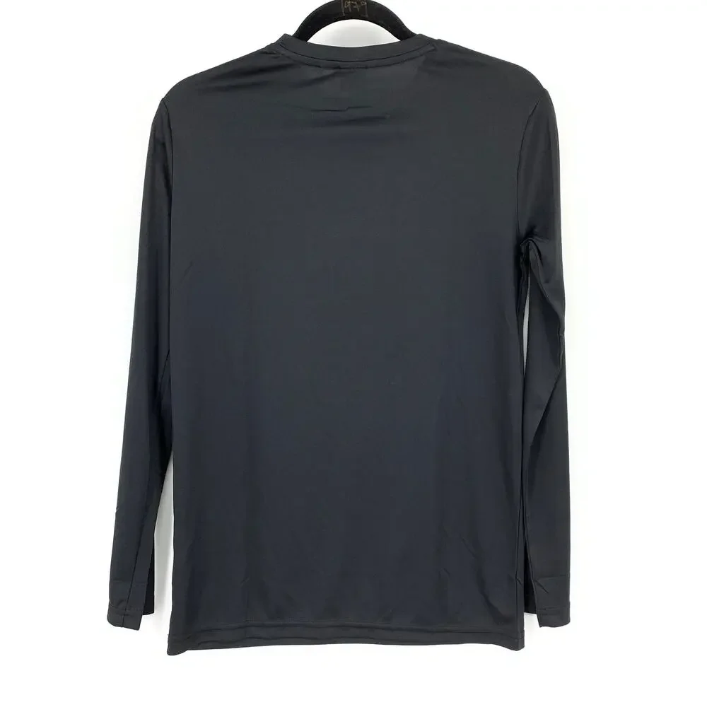 Puma Long Sleeve T-Shirt Boys Size L 14/16 Black White Logo Crew Neck